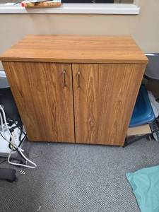 lot 317 image: MDF Wood Laminate Storage Cabinet with Two Doors and Shelf. 30 18 W x 18 D x 29 38 H - Heavy but very sturdy and great condition
