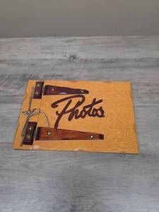 lot 333 image: Wood Photo Album with Leather Straps