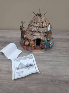 lot 343 image: Wayneokchat Grass House Builder Model by Gerald Miller.