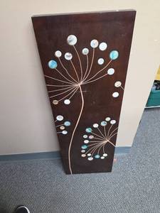 lot 353 image: Wall Art Panel Dandelion Design with Marble Accents 36H x 15W inches.
