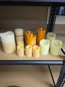 lot 364 image: LED Flameless Candles Lot 13 Pieces Cream Yellow Gold Pillar. .
