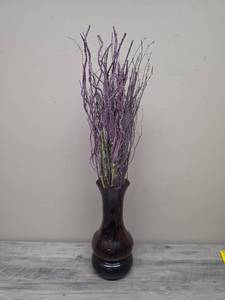lot 400 image: Dark Purple Vase with Dried Floral Arrangement.