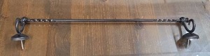 lot 416 image: Wrought Iron Fireplace Towel Bar with Scrolled Ends.