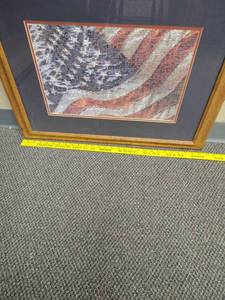 lot 433 image: Framed USA Flag Print (flag made up of smaller picture mosaic) - approx 27 W x 22 H