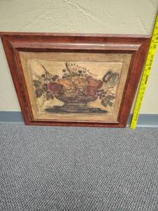 lot 437 image: Framed Still Life Print with Fruit Bowl and Berries - approx 24 W x 21 H