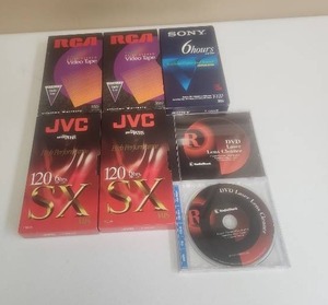 lot 515 image: VHS Blank Tapes and DVD Cleaner Lot - RCA Sony JVC Brands