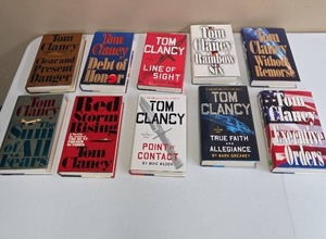 lot 575 image: Tom Clancy Books Lot of 10 Hardcover Novels (all are 1st edition except Red Storm Rising)
