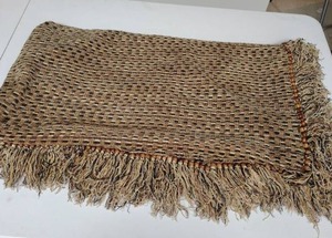 lot 622 image: Woven Throw Blanket with Fringe and Beaded Trim