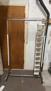 lot 635 image: Metal Clothing Rack with Hanging Shoe Storage Organizer