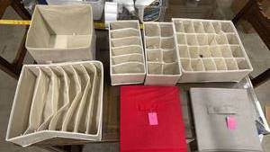 lot 637 image: Fabric Storage Drawer Organizer Boxes and Collapsible Fabric bins