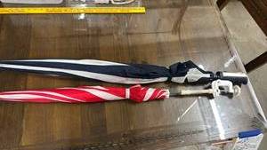 lot 642 image: Two large umbrellas - one has clamp to attach to chair