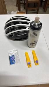 lot 688 image: Prevail Bicycle Helmet with CamelBak Water Bottle and Brake Levers Bundle