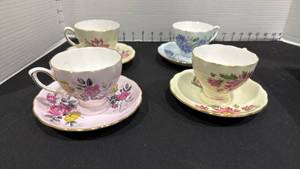 lot 1058 image: Colough decorative cups and saucers set of 4