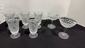 lot 1062 image: American Fostoria stemmed juice glasses and 2 sherbet glasses