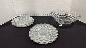 lot 1068 image: American Fostoria sandwich plates and footed bowl