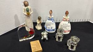 lot 1092 image: Willow Tree angels no wings, candy dogs, prayer ladies napkin holders chip and more