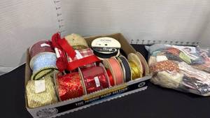 lot 1101 image: Quilt pieces and ribbon