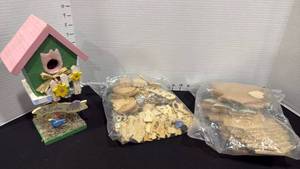 lot 1104 image: Bird house and craft wood pieces to paint