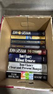 lot 1105 image: John Grisham and Tom Clancy hardback books