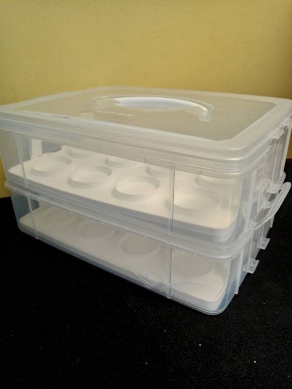 lot 1045 image: 2-Tier Clear Plastic Storage Container with Compartments Retail $27.00