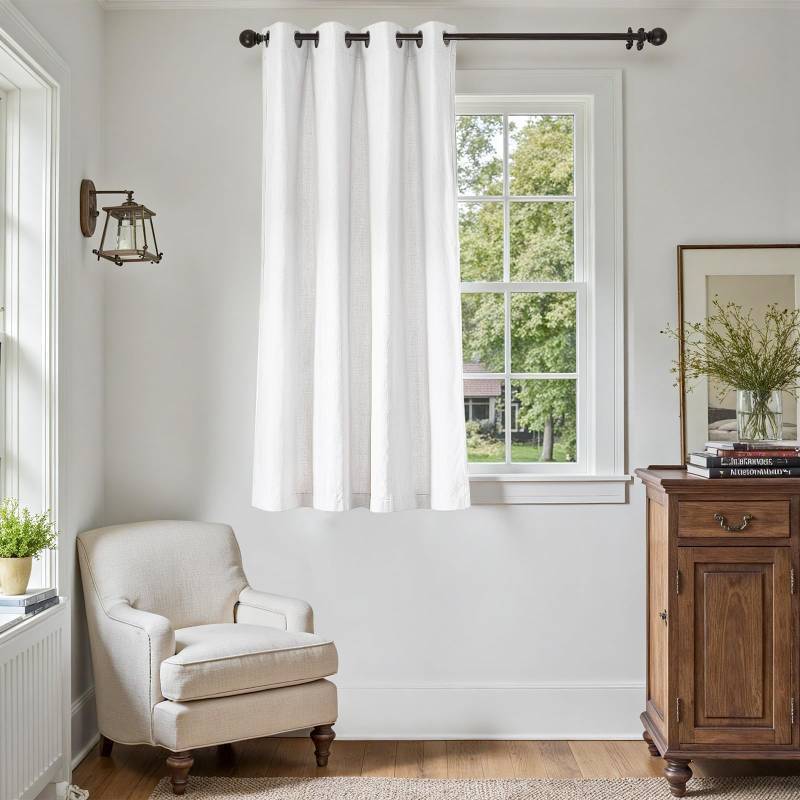 lot 1055 image: jinchan Linen Textured Curtain 54 Inch Length for Living Room Light Filtering Thermal Insulated Grommet Top Window Drape for Bedroom 52x54 White 1 Panel Retail $28