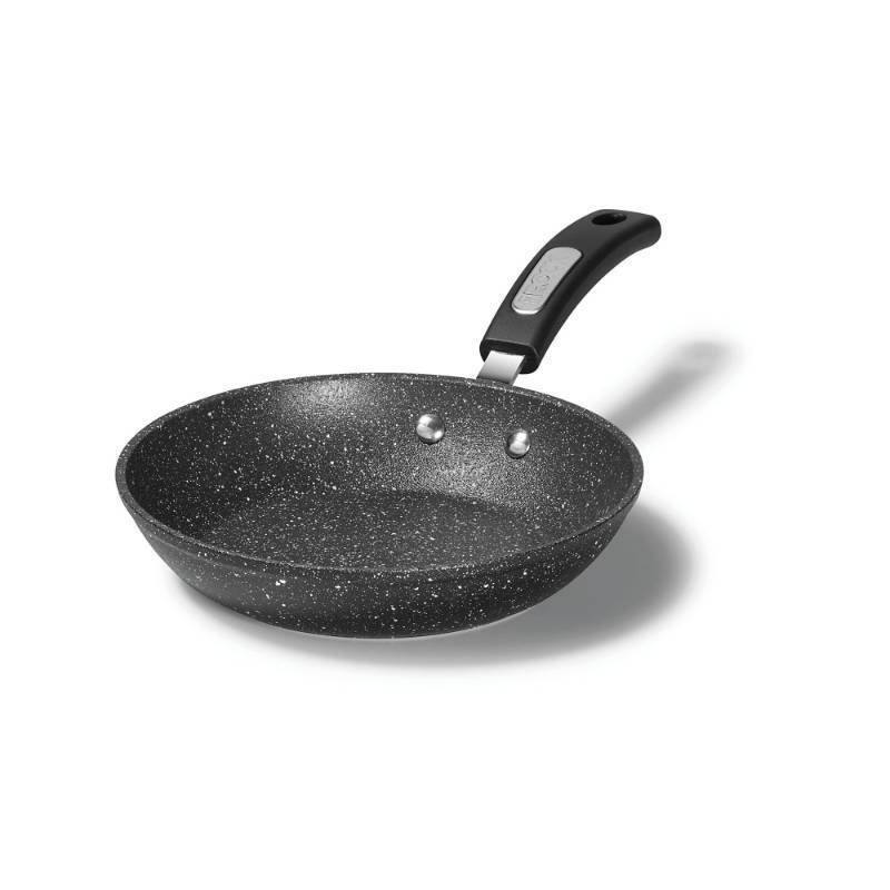 lot 1058 image: Starfrit The Rock 24 cm (9.5) Non-Stick Fry Pan - Durable Forged Aluminum - Oven Safe - PFOA Free - Easy to Clean - Black Retail $29.99