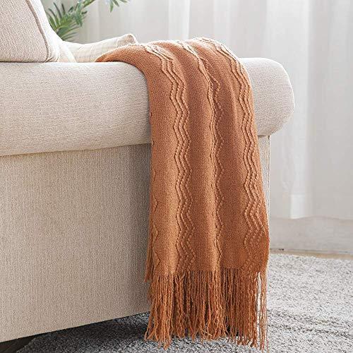 lot 1034 image: BOURINA Almond Throw Blanket 50x60 Inches Throw Textured Solid Soft Sofa Couch Decorative Knit Blanket Retail $25