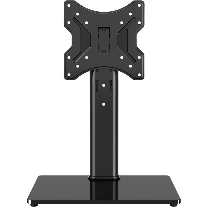 lot 1040 image: TVON Universal TV Stand Base, Swivel Table Top TV Stand for 20-43 inch TVsMonitors with 4 Level Height Adjustment and Tempered Glass Base, Holds up to 88LBS, VESA 200x200mm Retail $38
