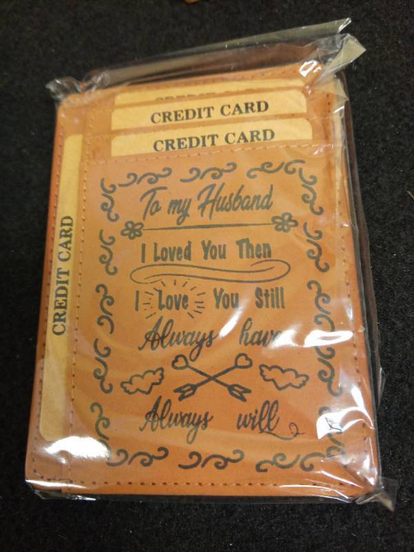 lot 1037 image: Prathvivid Engraved Leather Mens Wallet-To My Husband-Men Gifts As Birthday Anniversary Valentines Day Christmas Retail $21