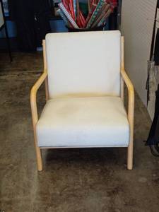 lot 1097 image: Upholstered Lounge Chair with Wood Arms - Retail $100