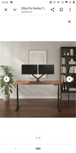 lot 1006 image: ApexDesk Top -  One-piece solid 1 thick top. At 71 wide and 33 deep (27.6 at mid-section), it can hold up to three screens and is one of the largest standing desks in the market. Item comes complete in 3 Boxes.   - Retail $800