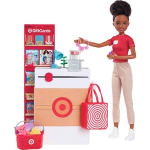 lot 1010 image: Barbie Skipper Danielles First Job Target Doll Set with Checkout Stand and Accessories - Retail $33