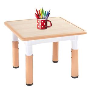 lot 1014 image: FUNLIO Adjustable Kids Table, 3-Level Height for Ages 3-8, Easy to Wipe Arts & Crafts Toddler Table for ClassroomsDaycaresHomes, CPC & CE Approved, 23.6 x 23.6 Inches, Natural - Retail $70