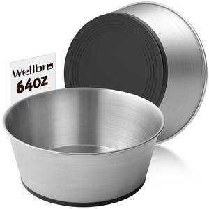 lot 1084 image: Stainless Steel Dog Bowls for Large Dogs, 64oz8 Cups Non Slip Dog Metal Bowls, 2 Pack Food and Water Pet Bowls Heavy Duty Dishwasher Safe - Retail $22