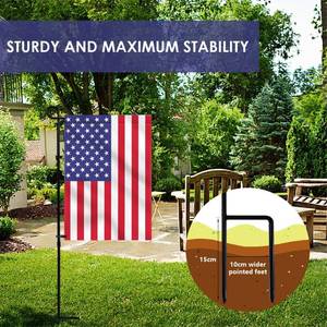 lot 1087 image: YEAHOME Garden Flag Holder Stand, 6mm Weather-Proof Yard Flag Pole Black Metal Powder-Coated Flagpole with Tiger Clip and Rubber Stopper for Garden Flags Outdoor Decoration - Retail $16