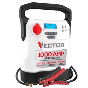 lot 1007 image: Vector VECJ1C 12V, 1000A Jump Starters with Compressor and USB Power Bank, White