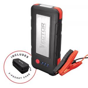 lot 1010 image: $129 VECTOR 1600 Peak Amp Automotive Lithium Jump Starter, Portable Power-USB-A(15W), USB-C(30W), Power In & Out with Carrying Case