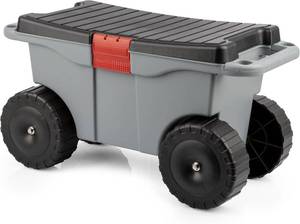 lot 1024 image: Pure Garden Rolling Garden Cart with Seat, Gray
