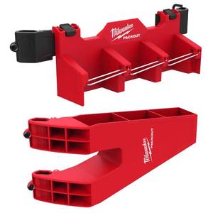lot 1027 image: Milwaukee PACKOUT Tool Box Attachment Long Tool Holder Tool Rack BlackRed
