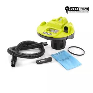 lot 1030 image: RYOBI ONE 18V Cordless 5 Gal. Bucket Top WetDry Vacuum (Tool Only) with 14 in. Hose and Crevice Tool