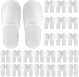 lot 1035 image: 24 Pairs Disposable Slippers for Guests   Soft Fleece Surface, Individually Wrapped Bulk Spa Slippers for Hotel, Travel, Beauty Salon, Home Use(White)