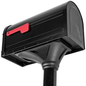 lot 1044 image: $140 Architectural Mailboxes Roxbury Galvanized Steel Post Mount Black Mailbox And Post