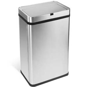 lot 1055 image: 16 gal. Stainless Steel Motion Sensor Trash Can with Removable and Portable Design, for Kitchen and Office, Silver