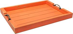 lot 1075 image: Wood Serving Tray with Handles - Rustic Serving Tray for use as Coffee Table Tray, Ottoman Tray, Bar Tray or Tea Tray. Suits All Styles, Modern to Farmhouse. for Home Living, Indoor and Outdoor.