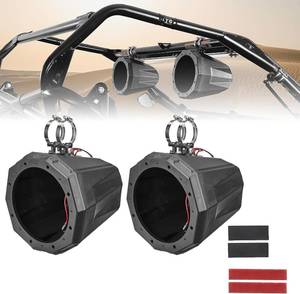 lot 2002 image: $110 KEMIMOTO Upgraded 8 Speaker Pod Enclosure A Pairs Fit 1.5- 2 Roll Bar Compatible with Polaris RZR Ranger Can-Am Maverick X3, Boats UTV 8-Inch Speaker Cage Pods