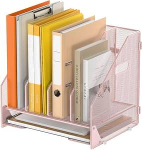 lot 2013 image: 4 Vertical Mesh Desk Organizer with Paper Letter Tray, Pink