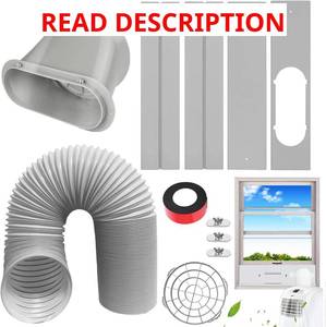 lot 2014 image: Portable AC Window Vent Kit, Adjustable VerticalHorizontal Sliding Window Kit Plate for AC Unit, AC Window Vent Kit, AC Window Seal With 5.9 Inch Diameter, 59 Inch Length Exhaust Hose Only 2 Kifiray Butterfly Screw included