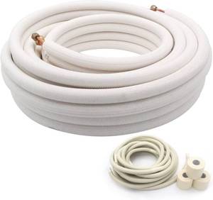 lot 2018 image: $106 25 Ft Air Conditioning Copper Tubing Pipe Extension, 14 12 38 PE Thickened for Mini Split AC and Heating Equipment Insulated Coil Line HVAC Refrigerant with Nuts (14 & 12 38 PE WITH NUTS)
