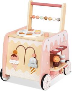 lot 2022 image: Wooden Baby Walker and Ice Cream Cart Pretend Play Set, 12 Months