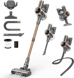 lot 2026 image: Cordless Vacuum Cleaner, 10-in-1 Lightweight Stick Vacuum with 45mins Runtime, Powerful Suction, LED Touch Screen, Rechargeable Vacuum Cleaners for Home Hardwood Floor Carpet Pet Hair (Gold)